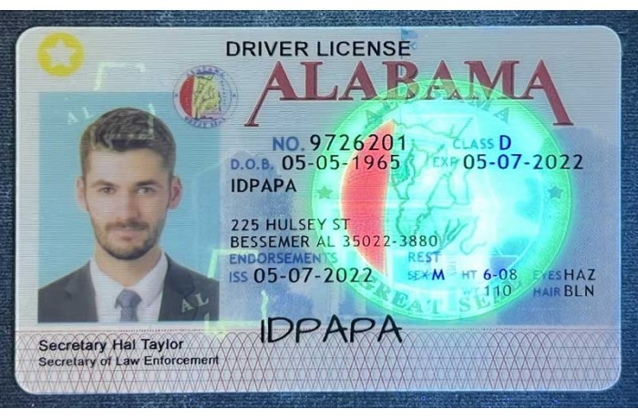 Alabama scannable fake-id front